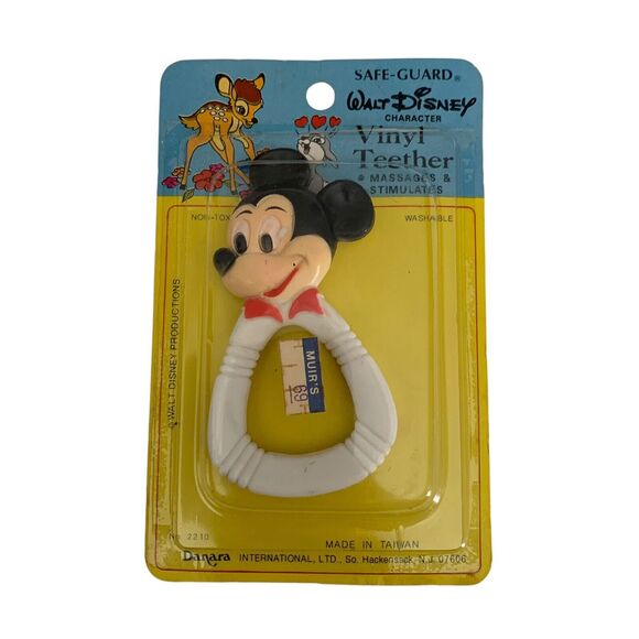 Vintage Danara Walt Disney Mickey Mouse Baby White Washable Teether Toy - Picture 1 of 5
